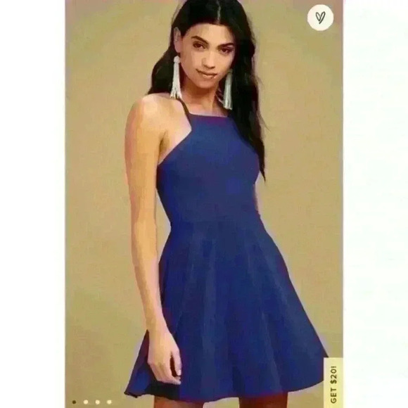 Lulus Call to Charms Royal Blue Skater Dress Size Small - Picture 1 of 8